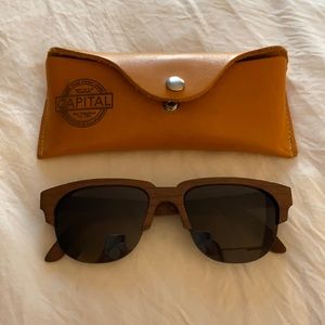 Capital Eyewear Wood Frame Sunglasses with Case